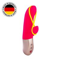 Мини вибратор-кролик со стимулирующей лентой Fun Factory AMORINO pink/neon yellow (мятая упаковка!!!)