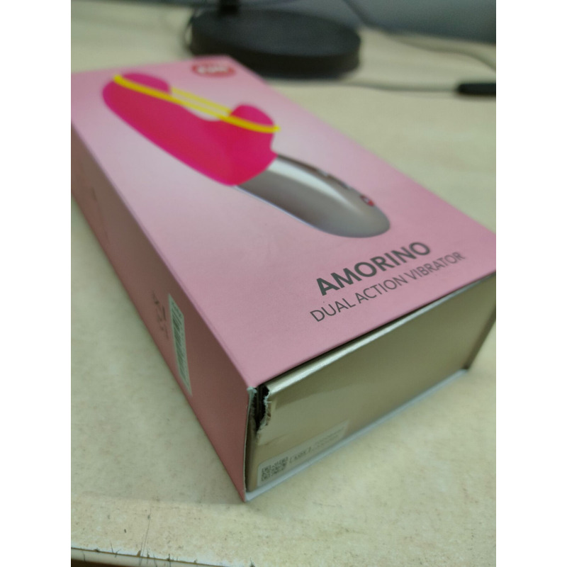 Мини вибратор-кролик со стимулирующей лентой Fun Factory AMORINO pink/neon yellow (мятая упаковка!!!)