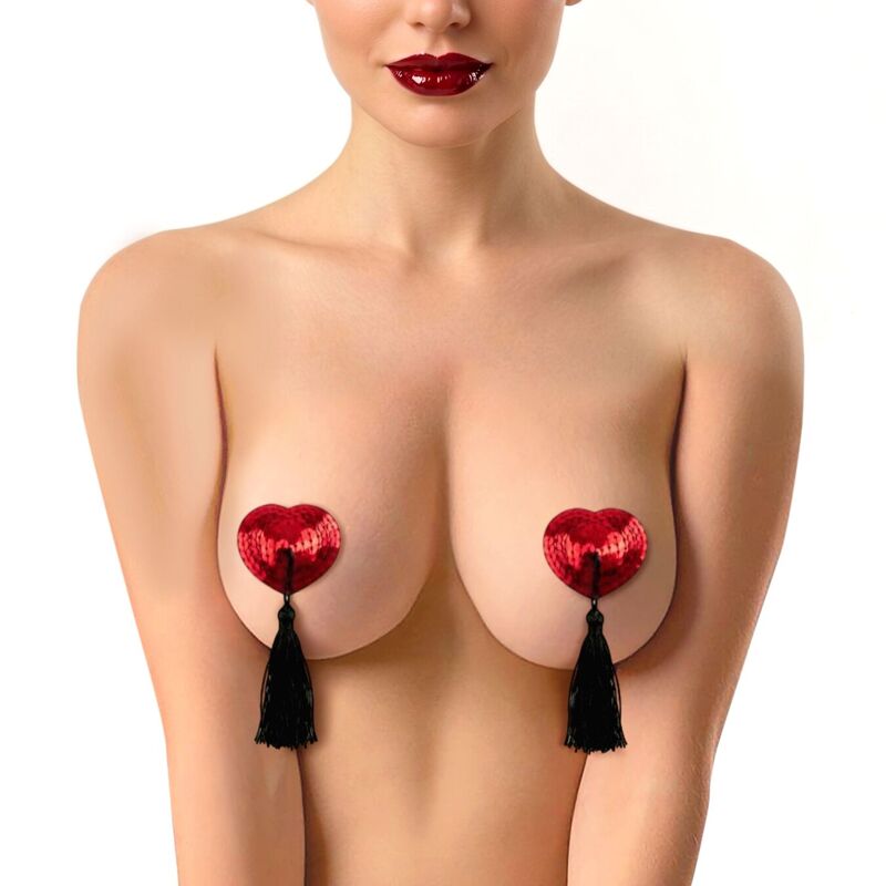 Пестис-сердечки с кисточками Art of Sex - Sparkling Hearts, красный