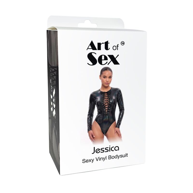 Виниловое боди с рукавами Art of Sex - Jessica, с эффектом мокрого бархата, размер L Виниловое боди с рукавами Art of Sex - Jessica, с эффектом мокрого бархата, размер L