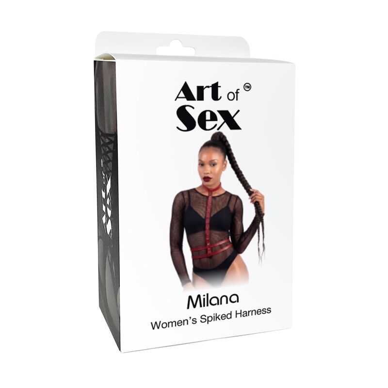 Женская портупея с шипами Art of Sex - Milana, экокожа, размер XS-2XL, цвет белый