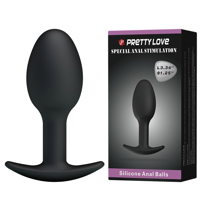 Анальная пробка силиконовая PRETTY LOVE Heavy Balls, чёрная, 8.4 х 3.2 см