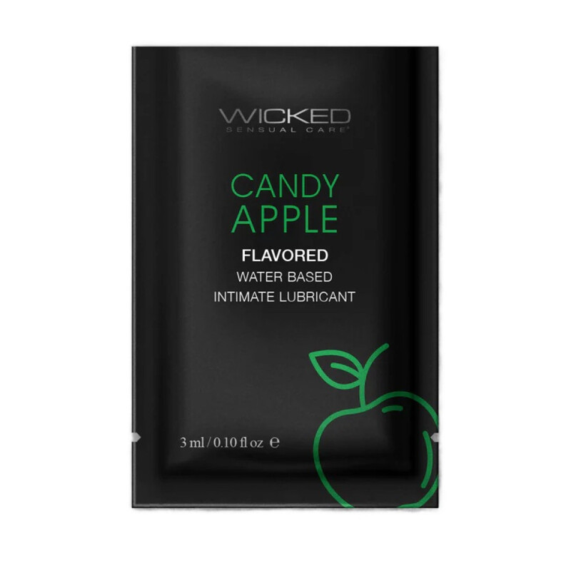 Пробник лубриканта Wicked Aqua Candy Apple (яблуко в карамелі) на водній основі, 3 мл