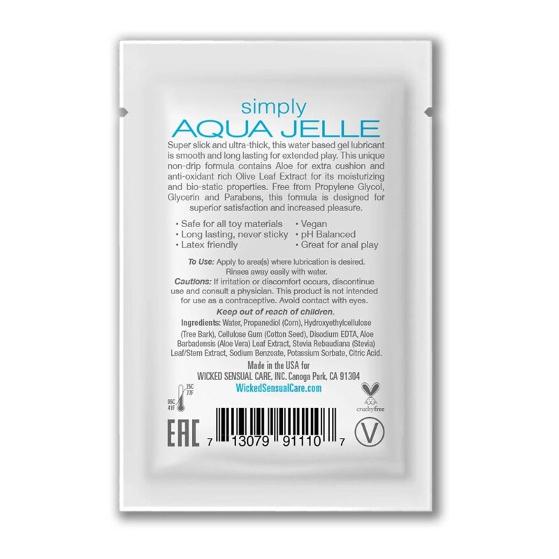 Пробник лубриканта Wicked Simply Aqua Jelle з густою гелевою текстурою на водній основі, 3 мл
