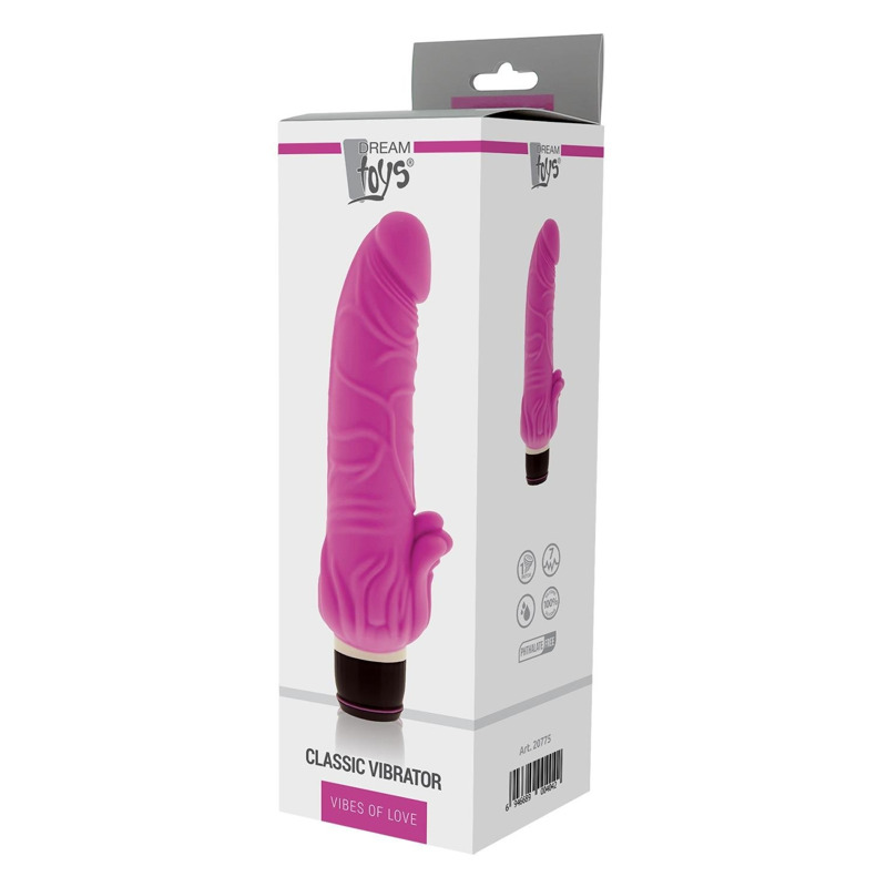 Вибромассажер классический со стимулятором клитора DreamToys VIBES OF LOVE розовый