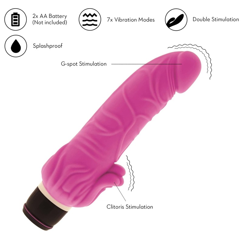 Вибромассажер классический со стимулятором клитора DreamToys VIBES OF LOVE розовый
