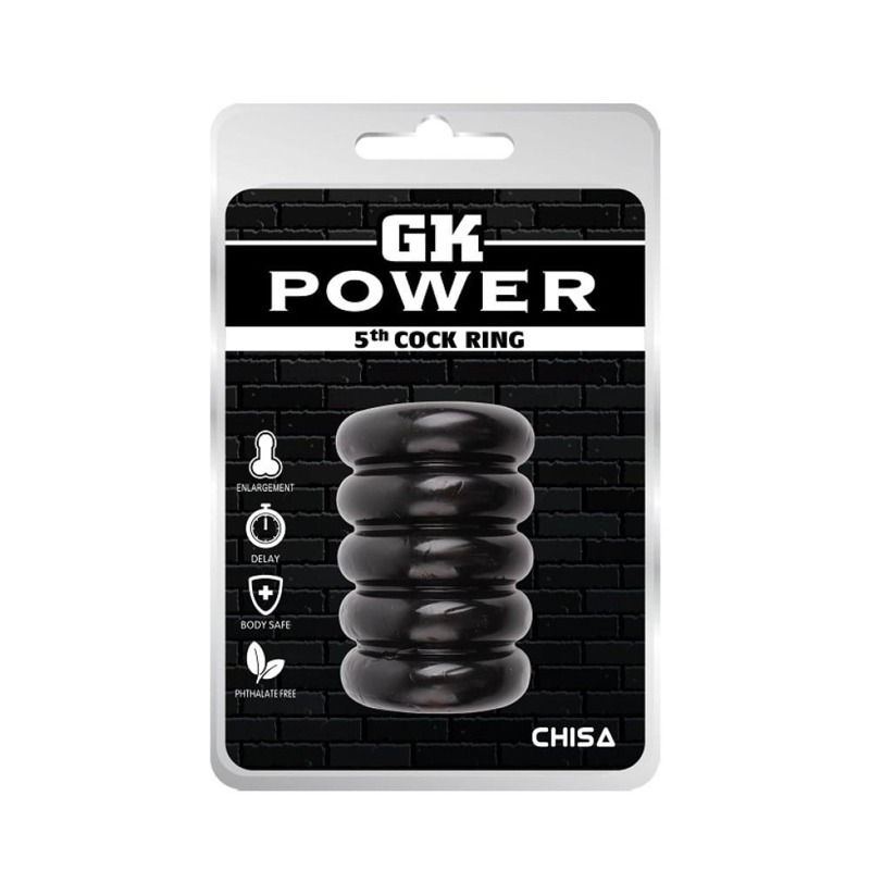 Эрекционное кольцо многоярусное Chisa GK Power, с рельефом, черный