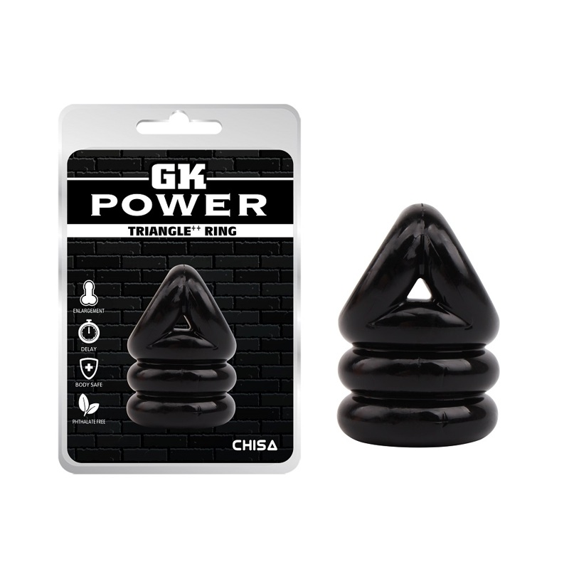 Эрекционное кольцо Chisa GK Power Triangle++ Ring с утяжкой на мошонку, черное