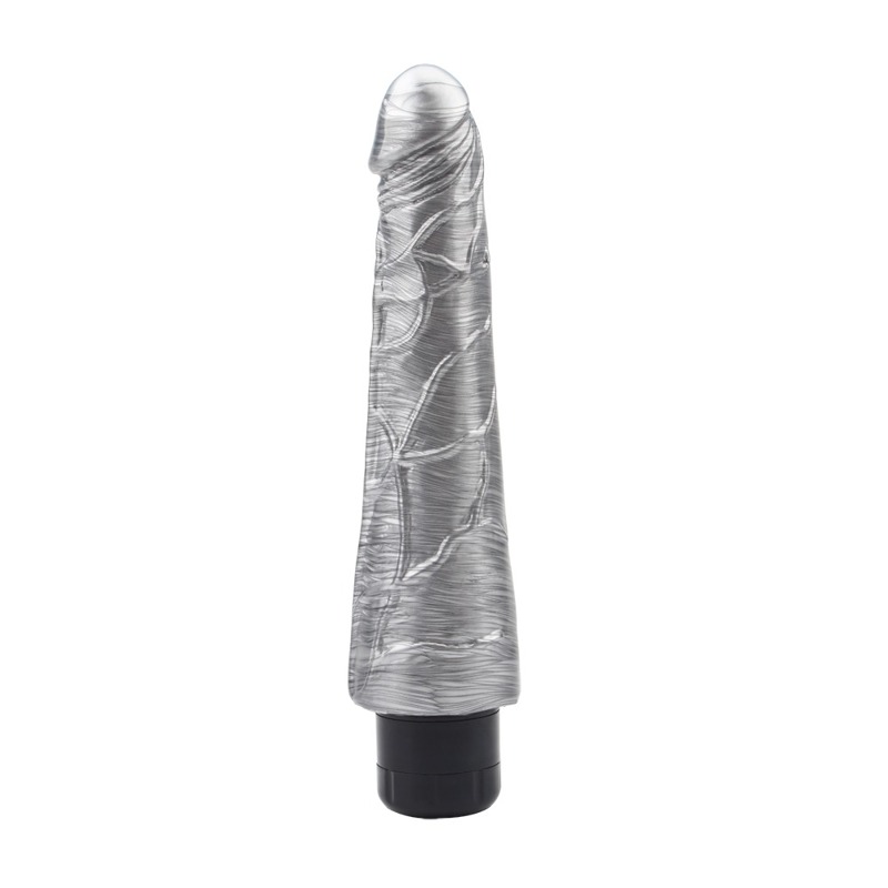 Вибратор реалистичный Chisa Dark Muscle с ярко выраженным узором вен, поворотный регулятор, серебро