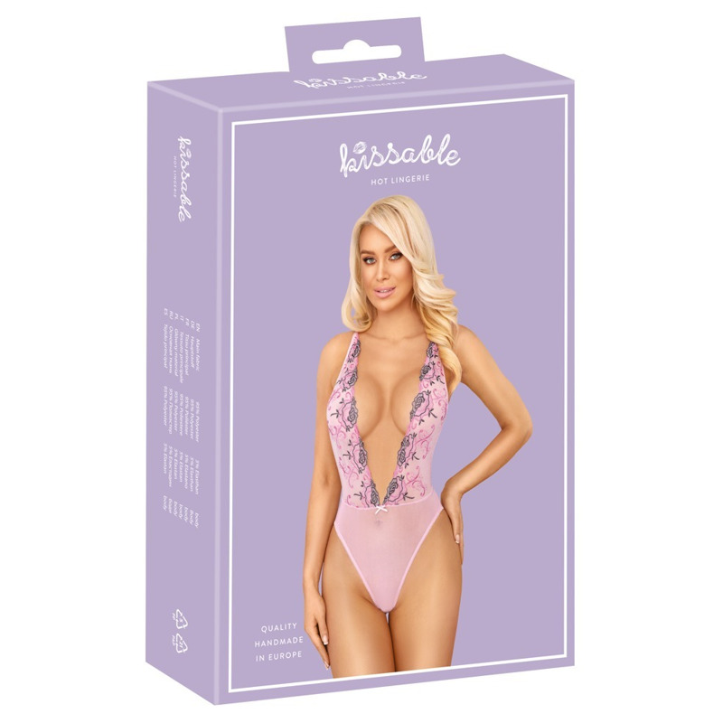 Ніжний рожевий боді з глибоким вирізом Kissable S/M