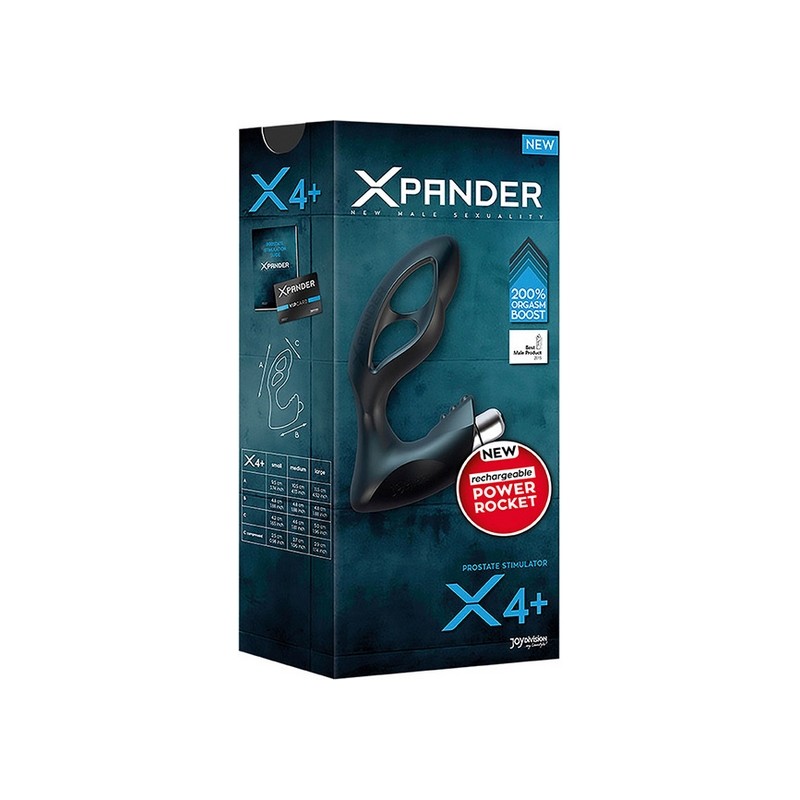 Массажер простаты размер S, XPANDER X4+ rechargeable PowerRocket, черный, 9.5 см