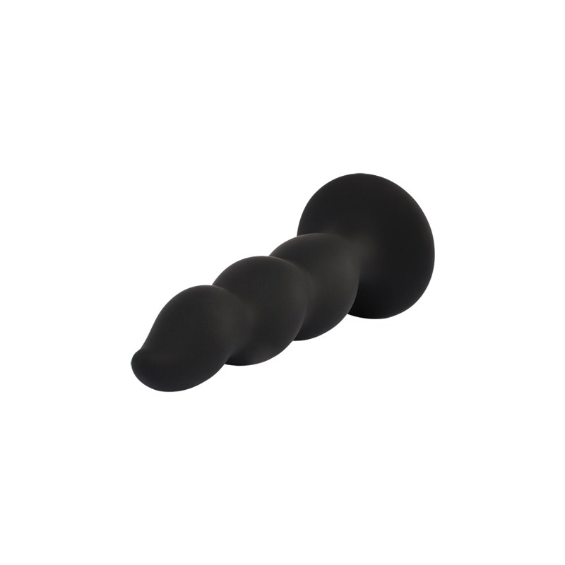 Анальная пробка с волнистой поверхностью Chisa Black Mont черная, 4.8 см