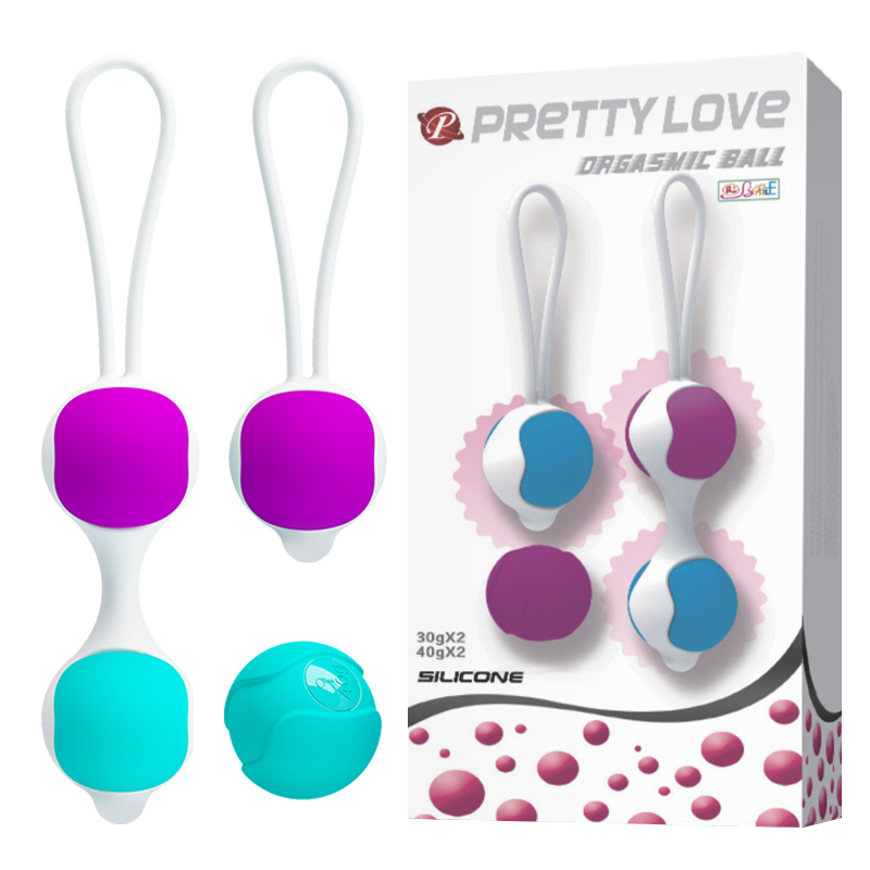 Вагинальные шарики Pretty Love Orgasmic Ball силиконовые, разноцветные, 2 шт