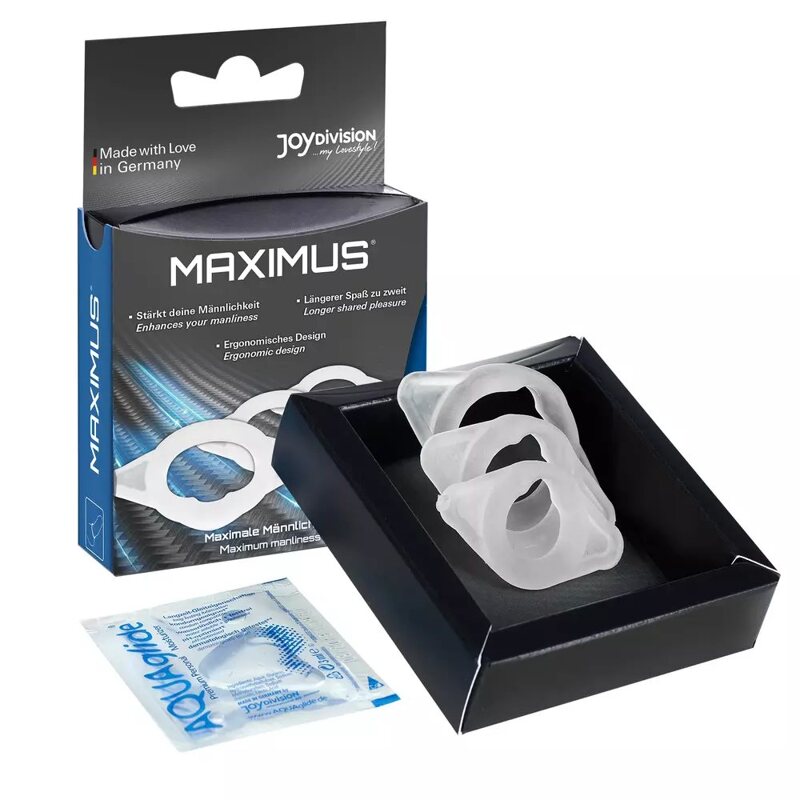 Набор эрекционных колец Joydivision MAXIMUS XS/S/M из эластичного силикона, прозрачные, 3 шт.
