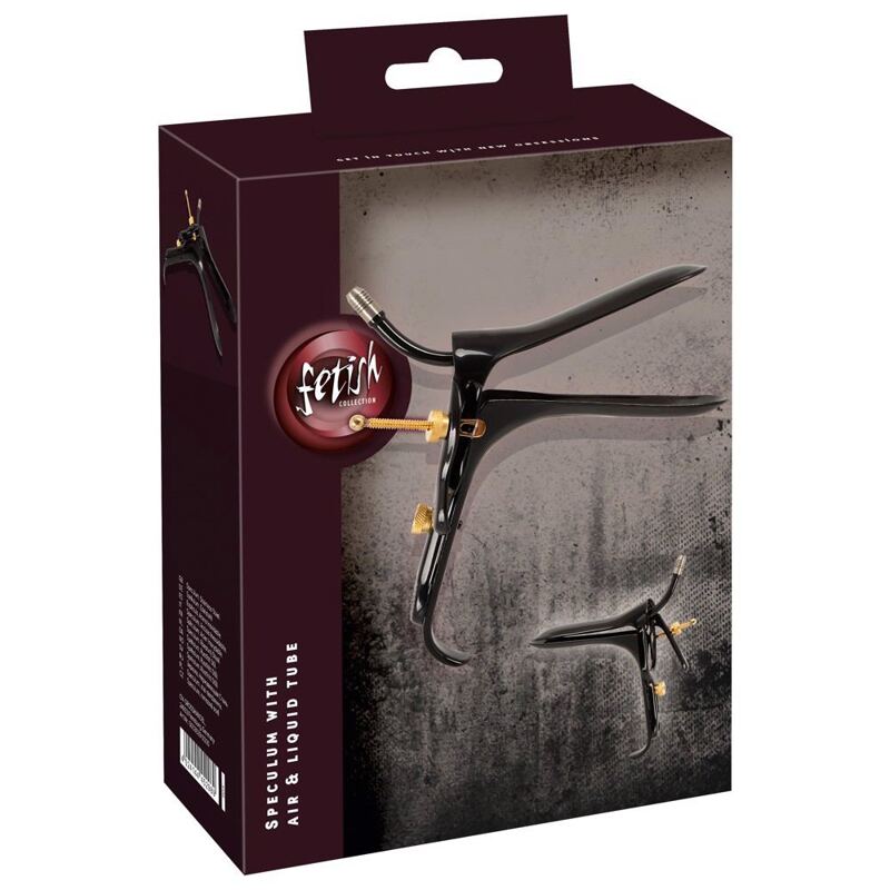 Вагинально-анальное зеркало Fetish Collection Speculum из нержавеющей стали, чёрно-золотое, 15 см Вагинально-анальное зеркало Fetish Collection Speculum из нержавеющей стали, чёрно-золотое, 15 см