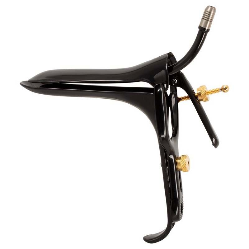 Вагинально-анальное зеркало Fetish Collection Speculum из нержавеющей стали, чёрно-золотое, 15 см Вагинально-анальное зеркало Fetish Collection Speculum из нержавеющей стали, чёрно-золотое, 15 см