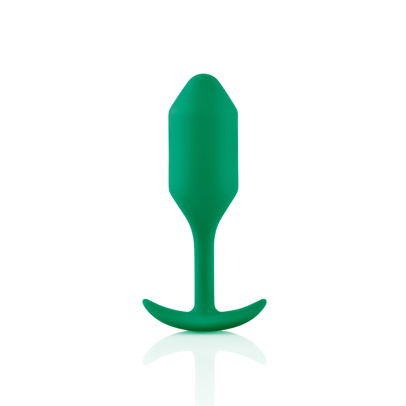Анальная пробка со смещенным центром тяжести B-Vibe Snug Plug 2, силиконовая, зеленая