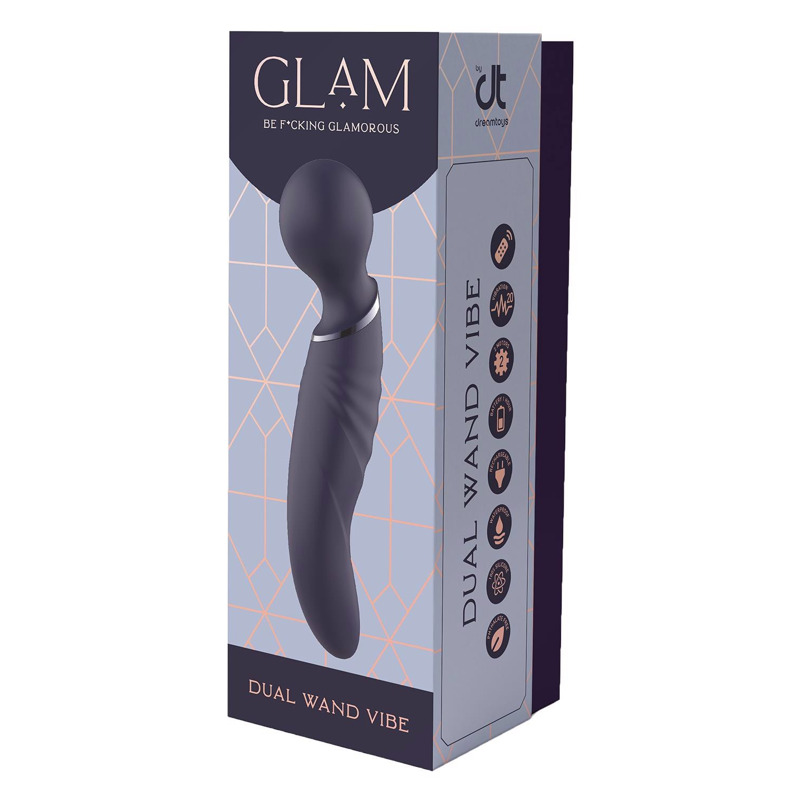 Вибратор микрофон изогнутый двойной стимуляции Dream Toys Glam Dual Wand Vibe, фиолетовый Вибратор микрофон изогнутый двойной стимуляции Dream Toys Glam Dual Wand Vibe, фиолетовый