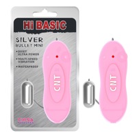Вибропуля серебристая Chisa Hi-Basic Bullet CNT Mini с розовым пультом управления