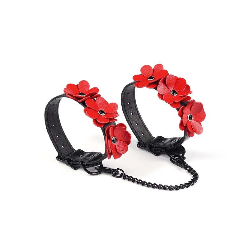 Поножи Liebe Seele Flower Rhythm - Black and Red Leather Flowers Hand Cuffs