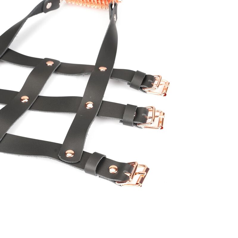 Кожаная портупея для голеностопа со шпорами Liebe Seele Leather High Heel Ankle Harness Rose Gold