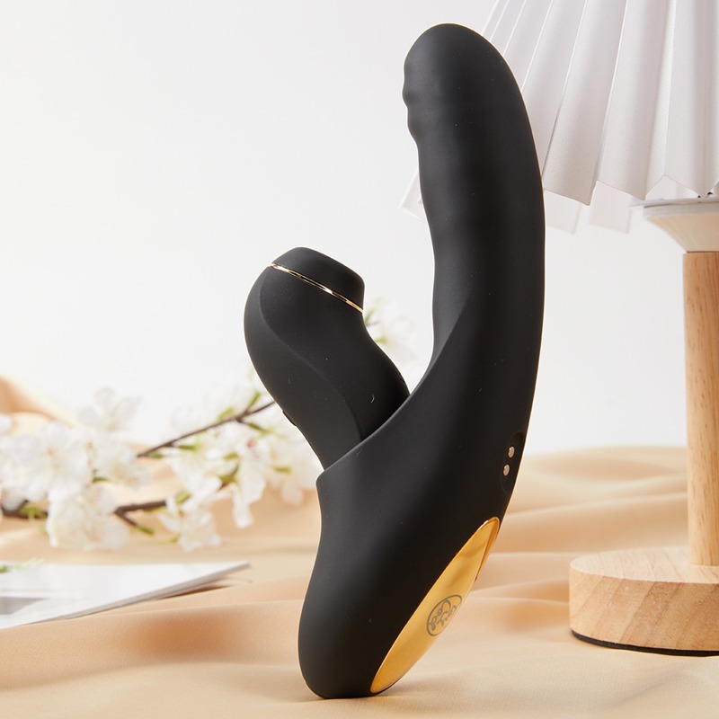 Вибратор 2-в-1 с фрикциями, вакуумом и подогревом BeYourLover FATIMA APP, черный, 19,2 × 6 см