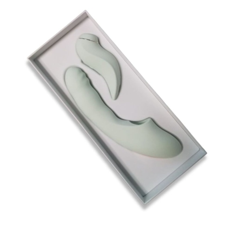 Вибратор 2-в-1 с фрикциями, вакуумом и подогревом BeYourLover FATIMA, мятный, 19 × 3,2 см Вибратор 2-в-1 с фрикциями, вакуумом и подогревом BeYourLover FATIMA, мятный, 19 × 3,2 см
