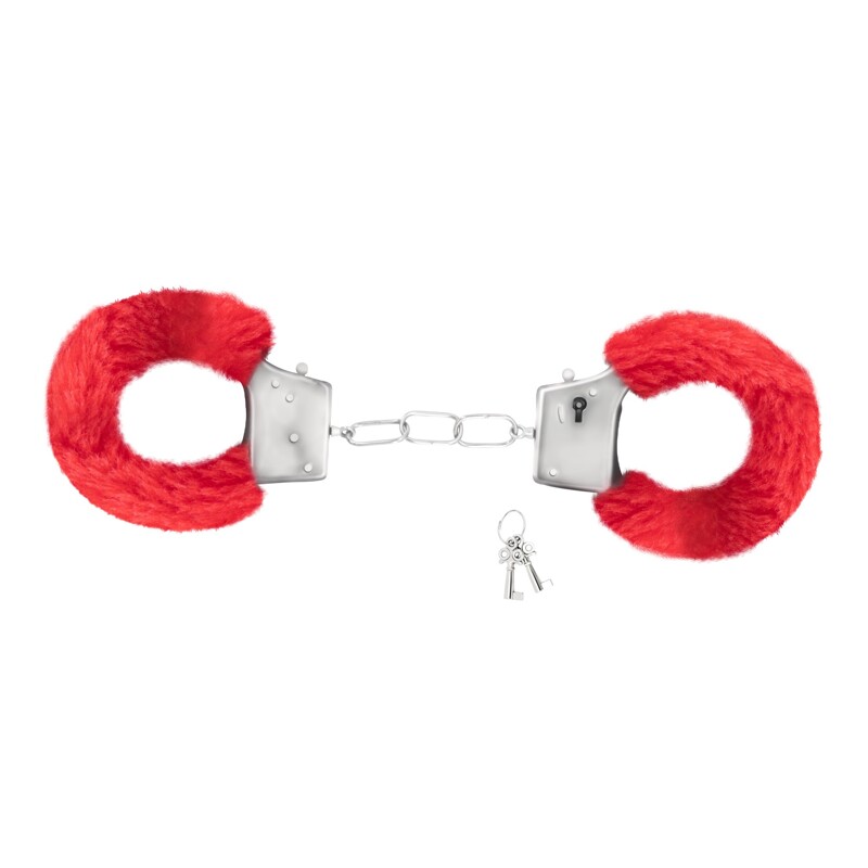Наручники Love Cuffs Crushious металлические, с красным мехом Наручники Love Cuffs Crushious металлические, с красным мехом