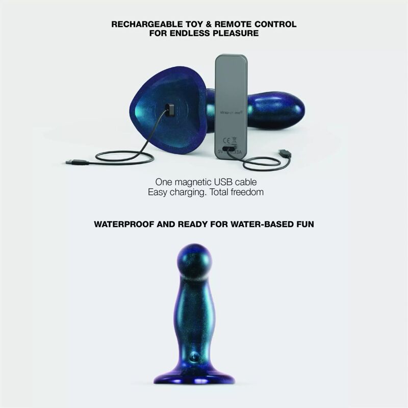 Дилдо с вибрацией Strap-On-Me FINGERING & VIBRATING DILDO - M - BLUE, с манящим движением