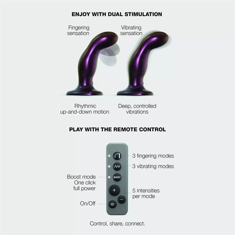 Дилдо с вибрацией Strap-On-Me FINGERING & VIBRATING DILDO - M - PURPLE, с манящим движением