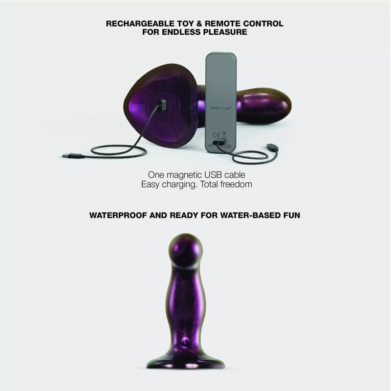 Дилдо с вибрацией Strap-On-Me FINGERING & VIBRATING DILDO - M - PURPLE, с манящим движением