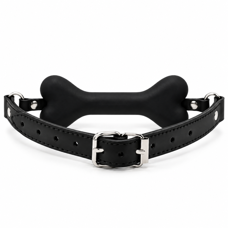 Кляп в виде кости DS Fetish с надписью «Bitch», черный