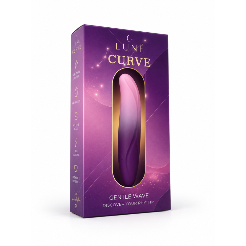 Вибропуля с изогнутым кончиком и 10 режимами вибрации CURVE LUNE, фиолетово-розовый градиент Вибропуля с изогнутым кончиком и 10 режимами вибрации CURVE LUNE, фиолетово-розовый градиент