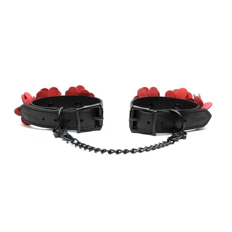Наручники Liebe Seele Flower Rhythm - Black and Red Leather Flowers Hand Cuffs (мятая упаковка!!!)