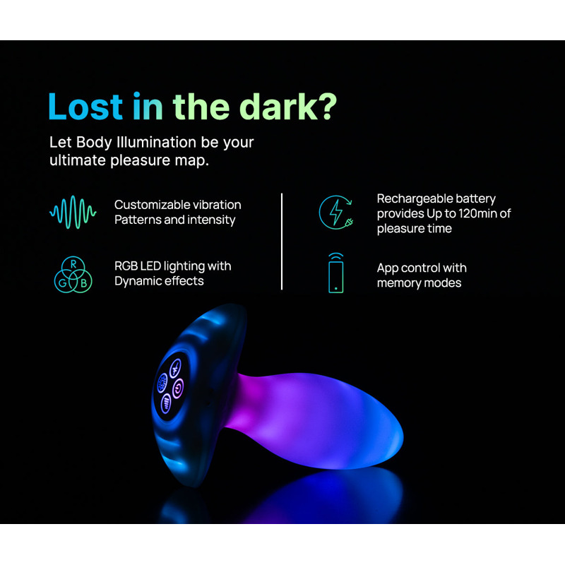 Анальная вибропробка с RGB-подсветкой и приложением Illumination The Plug, белая, 10,2 × 3,2 см Анальная вибропробка с RGB-подсветкой и приложением Illumination The Plug, белая, 10,2 × 3,2 см