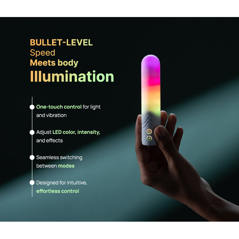 Вибропуля с RGB-подсветкой и управлением через приложение Illumination The Bullet, белая, 9,7 × 2,8