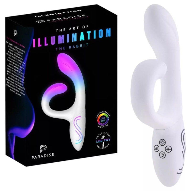Вибратор-кролик с RGB-подсветкой и приложением Paradise Illumination The Rabbit, белый, 21,6 см Вибратор-кролик с RGB-подсветкой и приложением Paradise Illumination The Rabbit, белый, 21,6 см