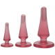 Набор анальных пробок Doc Johnson Crystal Jellies - Pink, макс. диаметр 2см - 3см - 4см