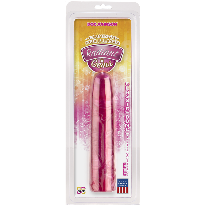 Фаллоимитатор Doc Johnson Radiant Gems 8 Inch Fuchsia, диаметр 4,3см, антибактериальный ПВХ