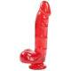 Фаллоимитатор Doc Johnson Jelly Jewels Cock & Balls Red, диаметр 3,6см, антибактериальный ПВХ