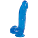 Фаллоимитатор Doc Johnson Jelly Jewels Cock & Balls Blue, диаметр 3,6см, антибактериальный ПВХ