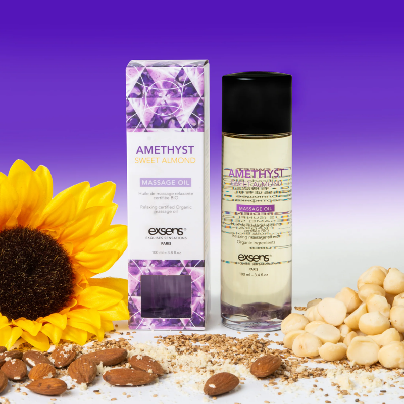 Массажное масло Exsens Amethyst Sweet Almond расслабляющее с аметистом 100 мл