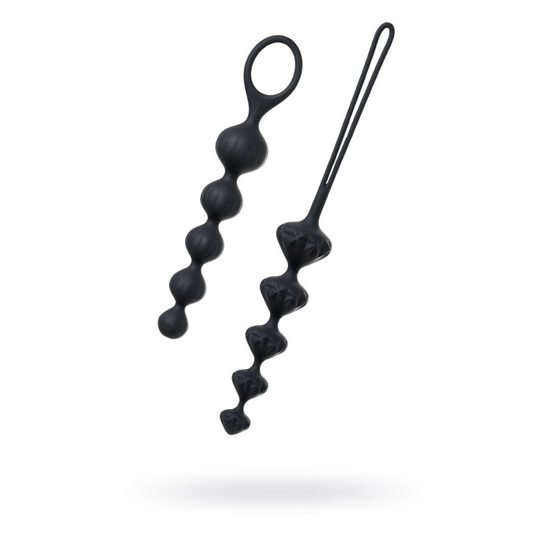 Набор анальных бус Satisfyer Beads Black, силикон, макс. диаметр 3,3 см и 3,5 см