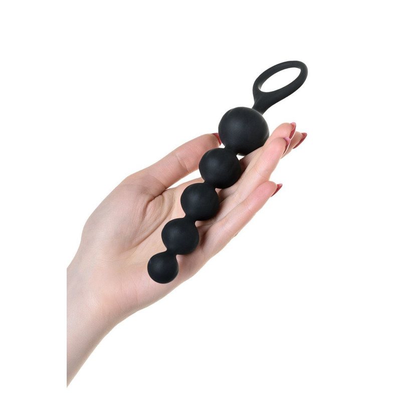 Набор анальных бус Satisfyer Beads Black, силикон, макс. диаметр 3,3 см и 3,5 см