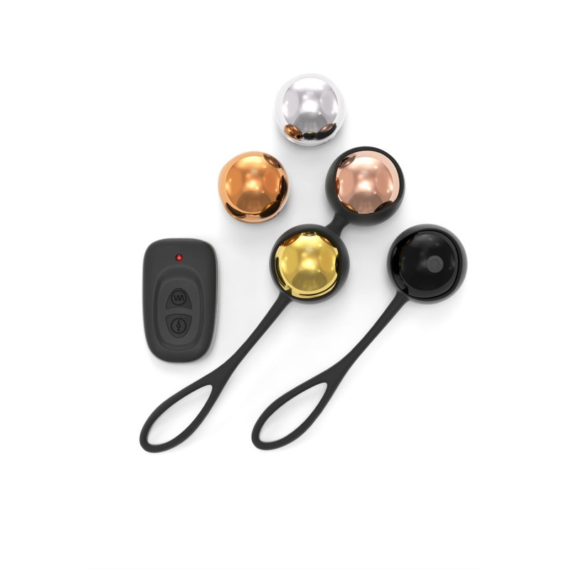 Набор вагинальных шариков Dorcel Training Balls, диам. 3,4см, вес 20-117гр, есть вибрация, пульт ДУ