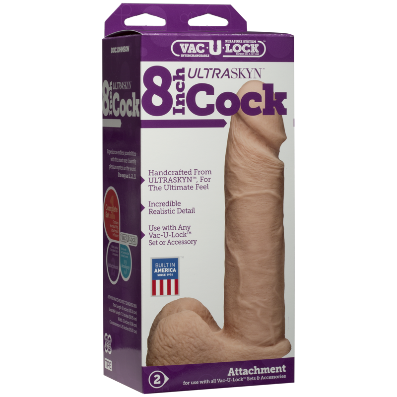 Фаллоимитатор Doc Johnson Vac-U-Lock - 8 Inch ULTRASKYN Cock White, диаметр 5,1см