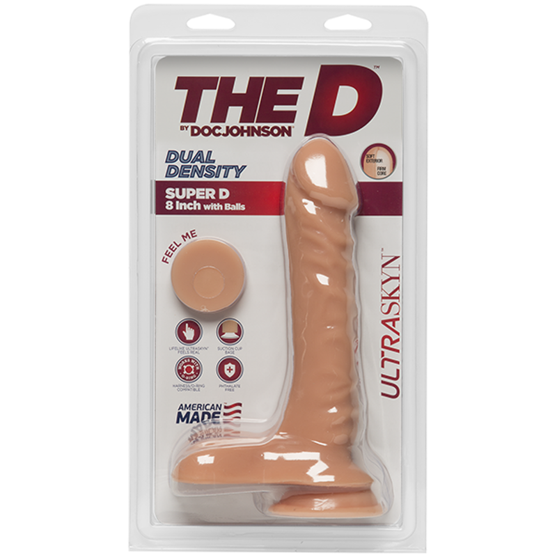 Фаллоимитатор Doc Johnson The D - Super D - 8 Inch With Balls - ULTRASKYN, диаметр 5,1см