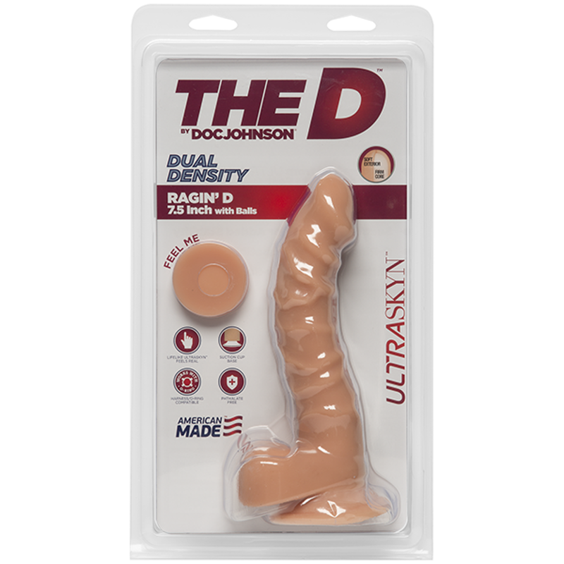 Фаллоимитатор Doc Johnson The D - Ragin D - 7,5 Inch With Balls - ULTRASKYN, диаметр 3,8см