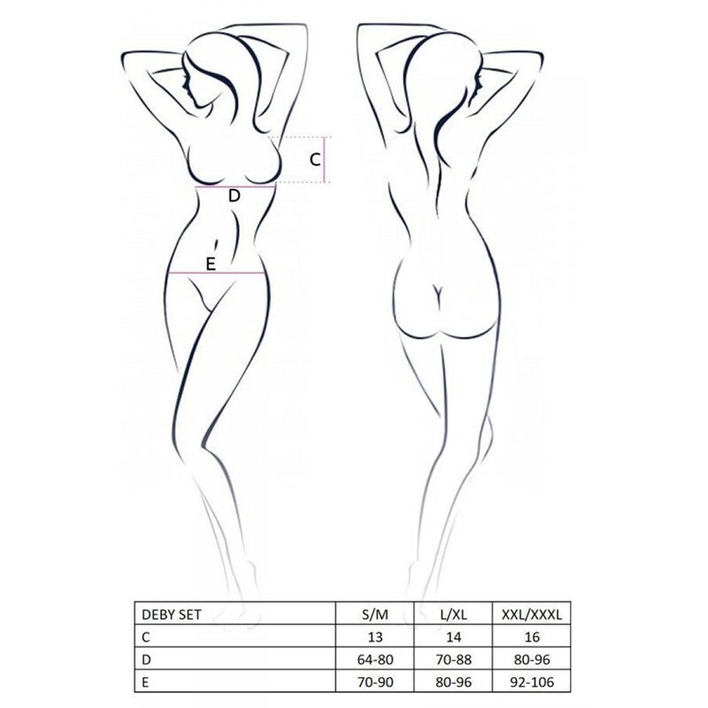 Комплект белья под латекс Passion DEBY SET L/XL, black, лиф, мини-юбочка, стринги