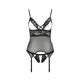 Корсет с открытой грудью Passion DIABOLINA CORSET L/XL, black, пажи, трусики, полупрозрачный